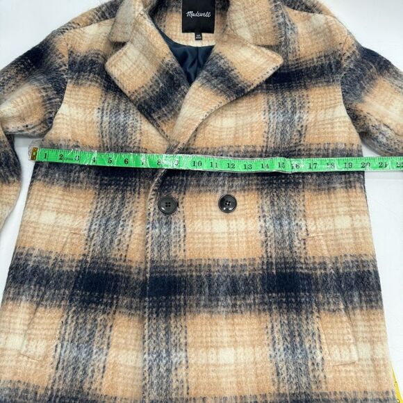 New MADEWELL courton plaid coat jacket pea cote trench long sz xxs style NC571 - Picture 7 of 12
